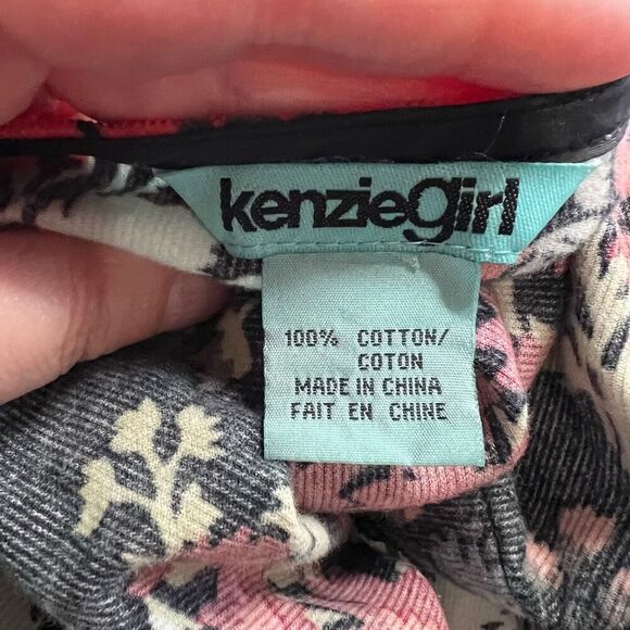 Kenzie‎ Girl Corduroy Mixed Print Midi Skirt Floral Studded - Picture 8 of 9